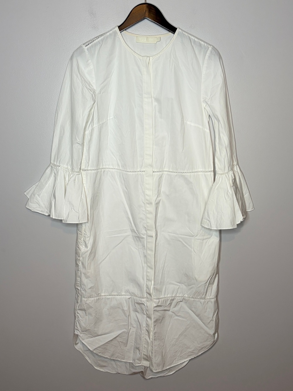 Kaelen White Cotton Bell Sleeve Shirt Dress Women’s Small